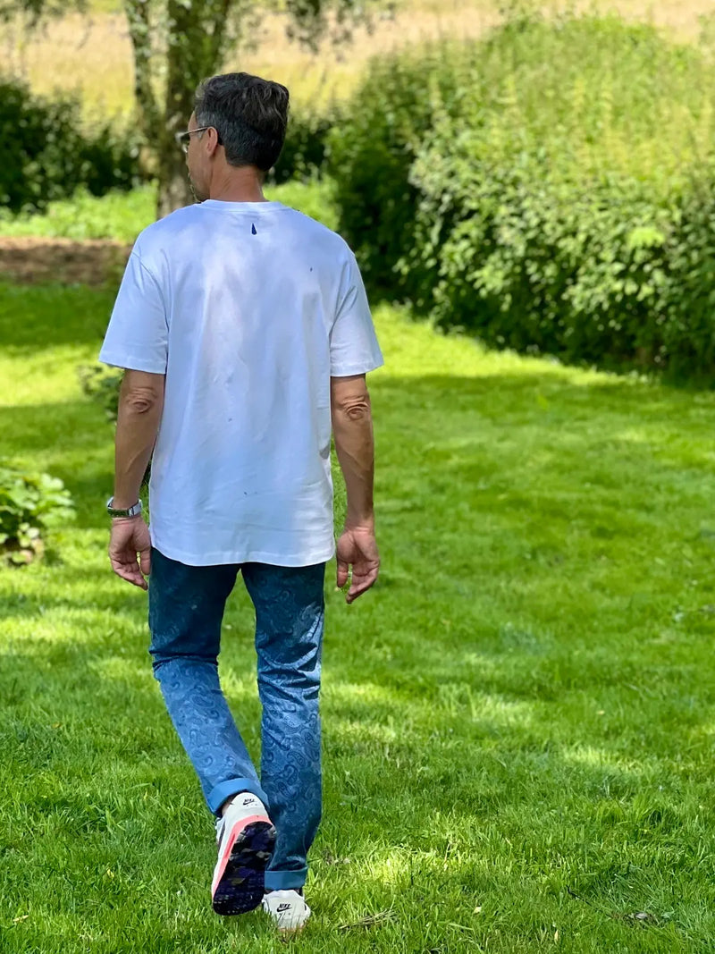 T-shirt blanc brodé je suis ton père, cadeau original pour papas de la marque de vêtements allaitement et famille Milk Away